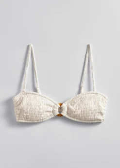 Discount & Other Stories Haut De Bikini Bandeau à Smocks Couleur crème