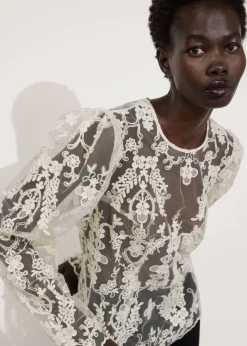 Cheap & Other Stories Haut En Dentelle à Manches Volumineuses Blanc