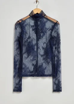 Shop & Other Stories Haut En Dentelle Transparente Bleu