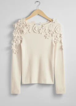 Shop & Other Stories Haut En Laine à Motifs Floraux Appliqués Couleur crème