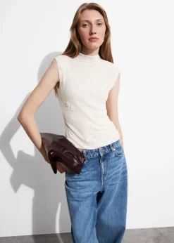 Fashion & Other Stories Haut Transparent Sans Manches Blanc