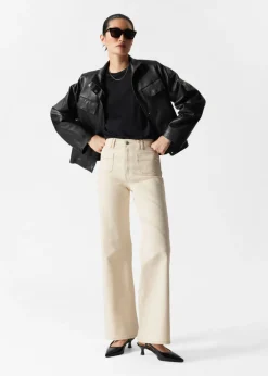 New & Other Stories Jeans Bootcut à Poches Plaquées Couleur crème