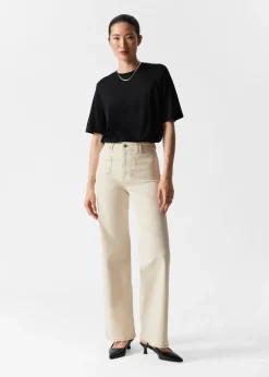 New & Other Stories Jeans Bootcut à Poches Plaquées Couleur crème