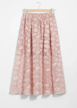 Store & Other Stories Jupe Midi à Motifs Floraux Appliqués Rose