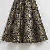 Discount & Other Stories Jupe Midi Ample En Jacquard Fleurs dorées