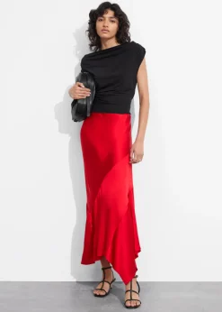 Store & Other Stories Jupe Midi Asymétrique En Satin Rouge