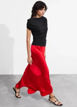 Store & Other Stories Jupe Midi Asymétrique En Satin Rouge