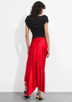 Store & Other Stories Jupe Midi Asymétrique En Satin Rouge