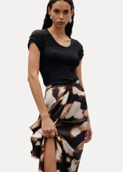 Store & Other Stories Jupe Midi Drapée En Satin Marron