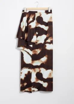 Store & Other Stories Jupe Midi Drapée En Satin Marron