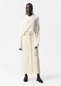 Discount & Other Stories Jupe Midi En Jean Boutonnée Couleur crème