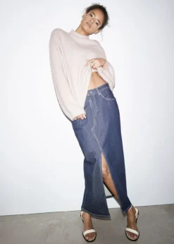 New & Other Stories Jupe Midi 5 poches En Denim Bleu foncé