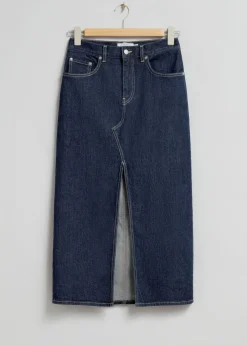 New & Other Stories Jupe Midi 5 poches En Denim Bleu foncé