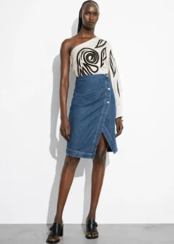 Best Sale & Other Stories Jupe Portefeuille Midi En Denim Bleu