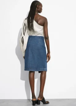 Best Sale & Other Stories Jupe Portefeuille Midi En Denim Bleu