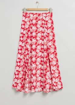 Cheap & Other Stories Jupe évasée Taille Haute à Motif Imprimé fleuri rouge vif/blanc