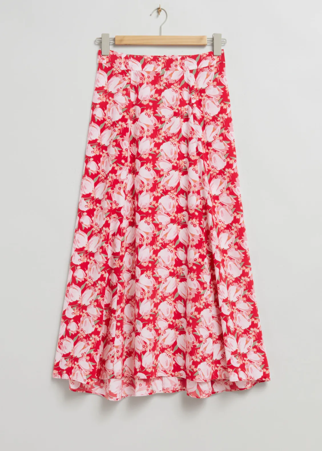 Cheap & Other Stories Jupe évasée Taille Haute à Motif Imprimé fleuri rouge vif/blanc