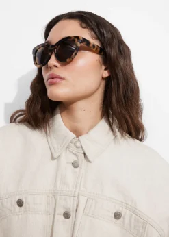 Best & Other Stories Lunettes De Soleil Oversize à Verres Ronds Marron