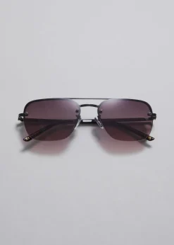 Cheap & Other Stories Lunettes De Soleil Sans Monture De Style Aviateur Noir