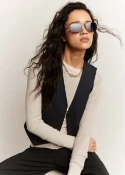 Cheap & Other Stories Lunettes De Soleil Sans Monture De Style Aviateur Noir
