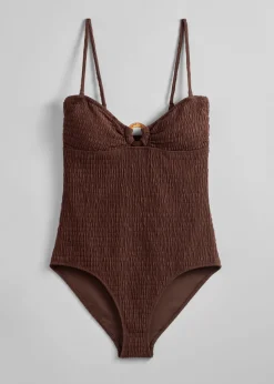 Online & Other Stories Maillot De Bain à Smocks Et à Encolure Bandeau Marron