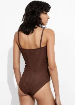 Online & Other Stories Maillot De Bain à Smocks Et à Encolure Bandeau Marron