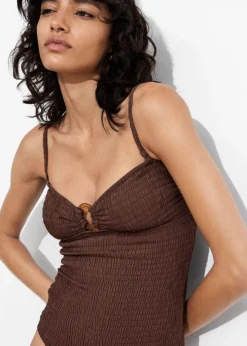 Online & Other Stories Maillot De Bain à Smocks Et à Encolure Bandeau Marron