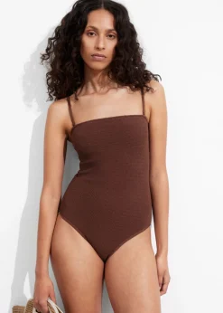 Flash Sale & Other Stories Maillot Texturé à Encolure Bandeau Marron