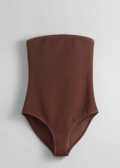 Flash Sale & Other Stories Maillot Texturé à Encolure Bandeau Marron