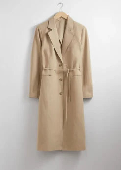 New & Other Stories Manteau Blazer En Soie Mélangée Beige