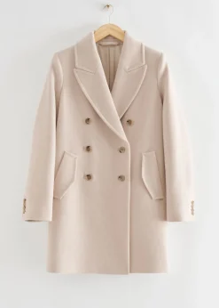 Discount & Other Stories Manteau Carré à Double Boutonnage En Laine Blanc