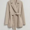 New & Other Stories Manteau Ceinturé Court Taupe