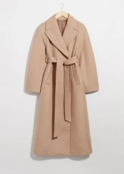 Shop & Other Stories Manteau Ceinturé En Laine Mélangée Beige