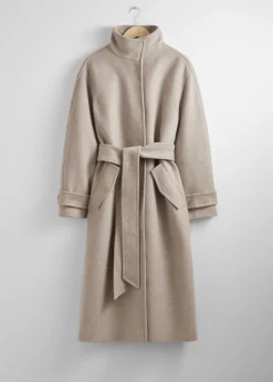 Store & Other Stories Manteau Décontracté En Laine Avec Ceinture Avoine