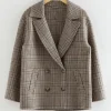 Shop & Other Stories Manteau En Laine Croisé De Coupe Décontractée Beige à carreaux
