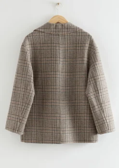 Shop & Other Stories Manteau En Laine Croisé De Coupe Décontractée Beige à carreaux