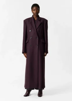 Sale & Other Stories Manteau Long En Laine Mélangée Violet foncé