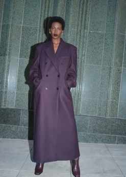 Sale & Other Stories Manteau Long En Laine Mélangée Violet foncé