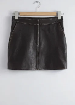 Cheap & Other Stories Mini-jupe à Surpiqûres En Cuir Noir