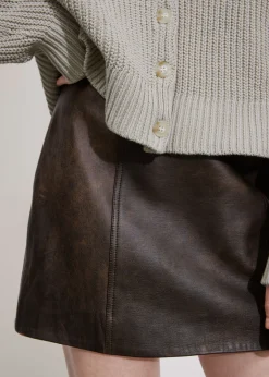 Online & Other Stories Mini-jupe à Taille Haute En Cuir Marron foncé