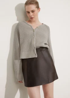 Online & Other Stories Mini-jupe à Taille Haute En Cuir Marron foncé