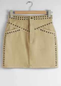 Online & Other Stories Mini-jupe Cloutée En Jean Beige