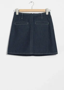 Discount & Other Stories Mini-jupe En Denim Surpiqué Bleu foncé