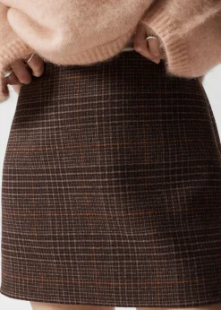 Cheap & Other Stories Mini-jupe En Tweed De Laine Mélangée Carreaux bruns