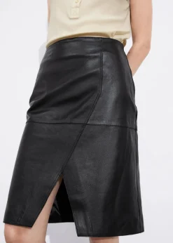 Sale & Other Stories Mini-jupe Fendue En Cuir Noir