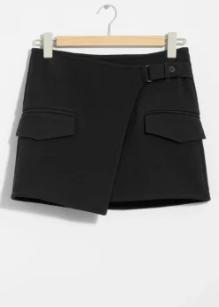 Hot & Other Stories Mini-jupe Portefeuille Asymétrique Noir