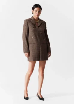 Shop & Other Stories Mini-robe Blazer Brodée D’abeilles Tweed brun