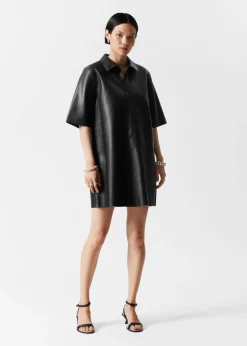 Online & Other Stories Mini-robe En Cuir Zippée Noir