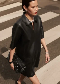 Online & Other Stories Mini-robe En Cuir Zippée Noir