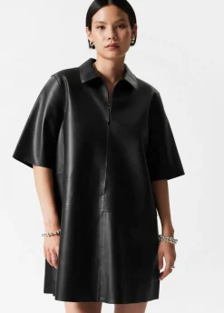 Online & Other Stories Mini-robe En Cuir Zippée Noir